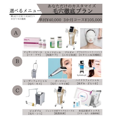 毛穴徹底プラン（選べるメニュー）